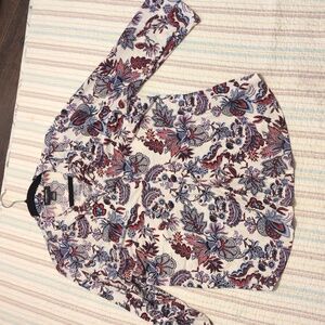 Liz Claiborne Navy and Cranberry Floral Blouse